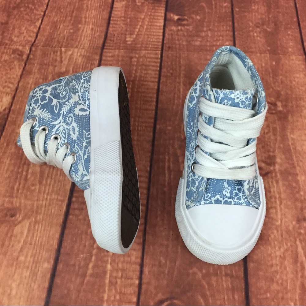 Toddler Girls Sz 5 Blue/White Lace Print S228